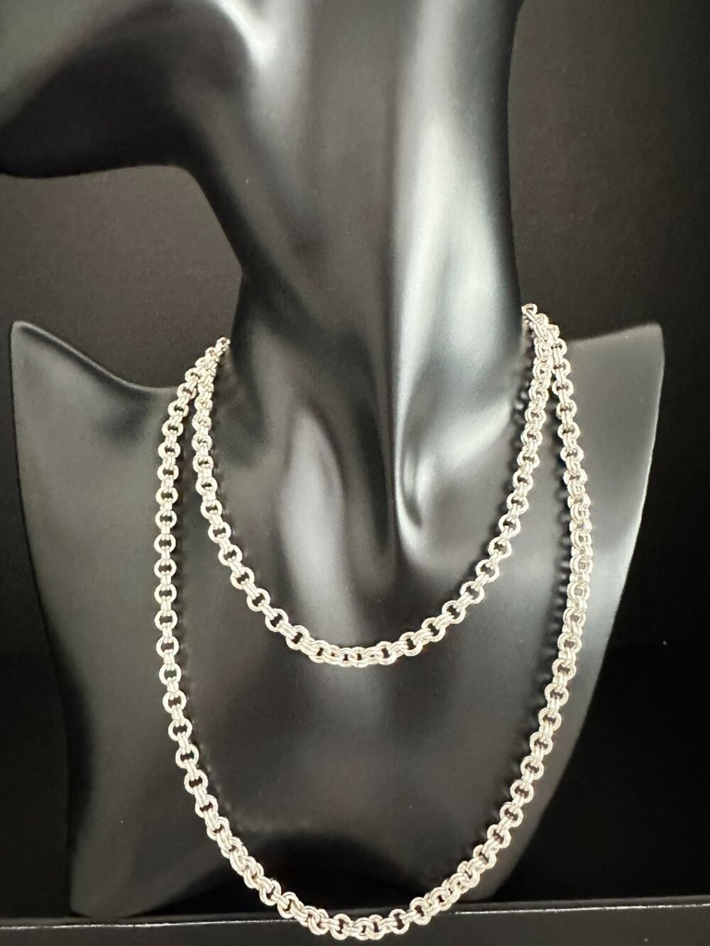 Heavy Sterling Silver Chain Necklace 32” – 55g – 925 – Chunky Link Statement Pie